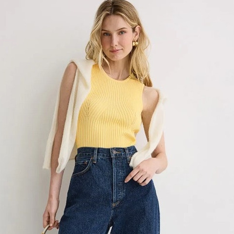Adam Lippes Women's Ribbed Knit Tank Size S In Yellow